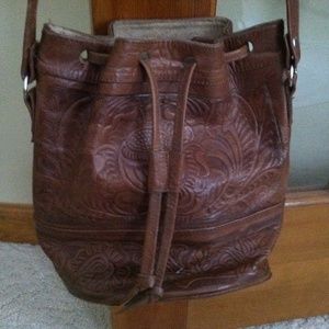 Vintage Leather Tooled Shoulder Bag